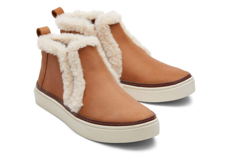 Bryce Brown Leather Faux Fur Slip On Sneaker Front View
