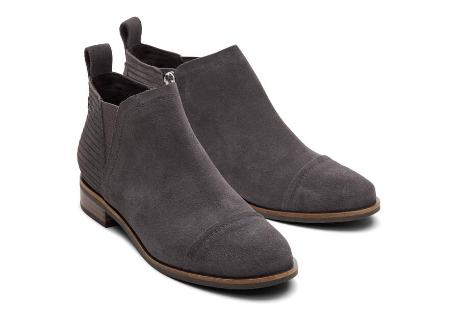 Reese Grey Suede Ankle Boot Front View Opens in a modal