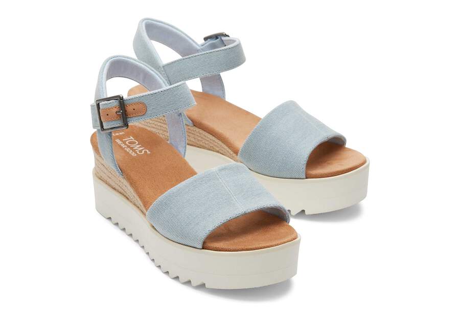 Diana Blue Denim Wedge Sandal Front View Opens in a modal