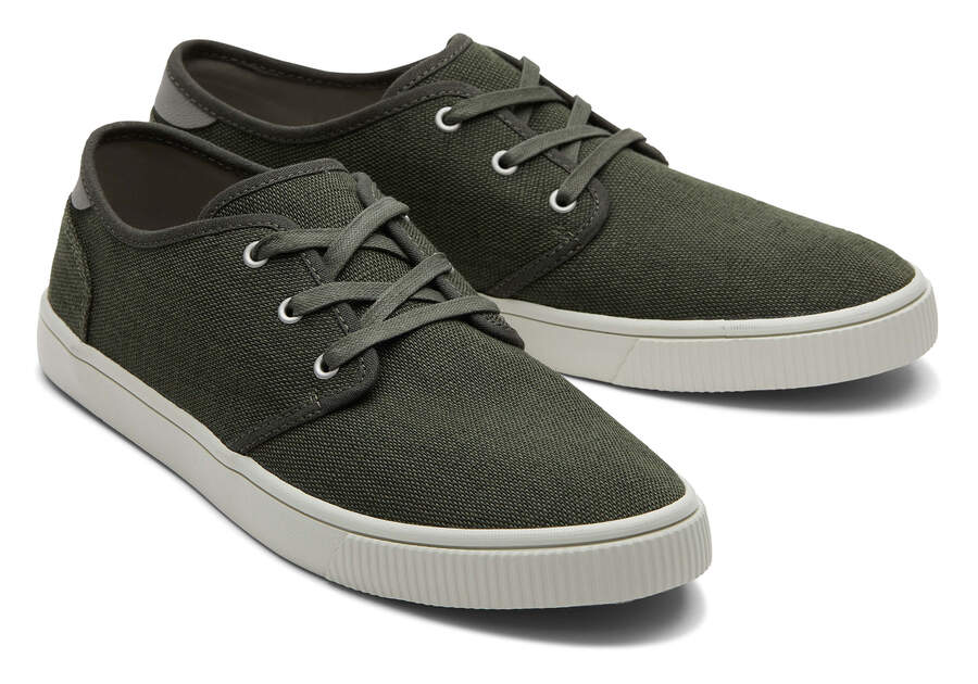Carlo Green Heritage Canvas Lace-Up Sneaker Front View Opens in a modal