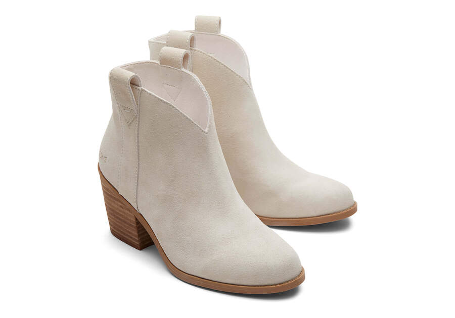 Constance Light Sand Suede Heeled Boot Front View Opens in a modal