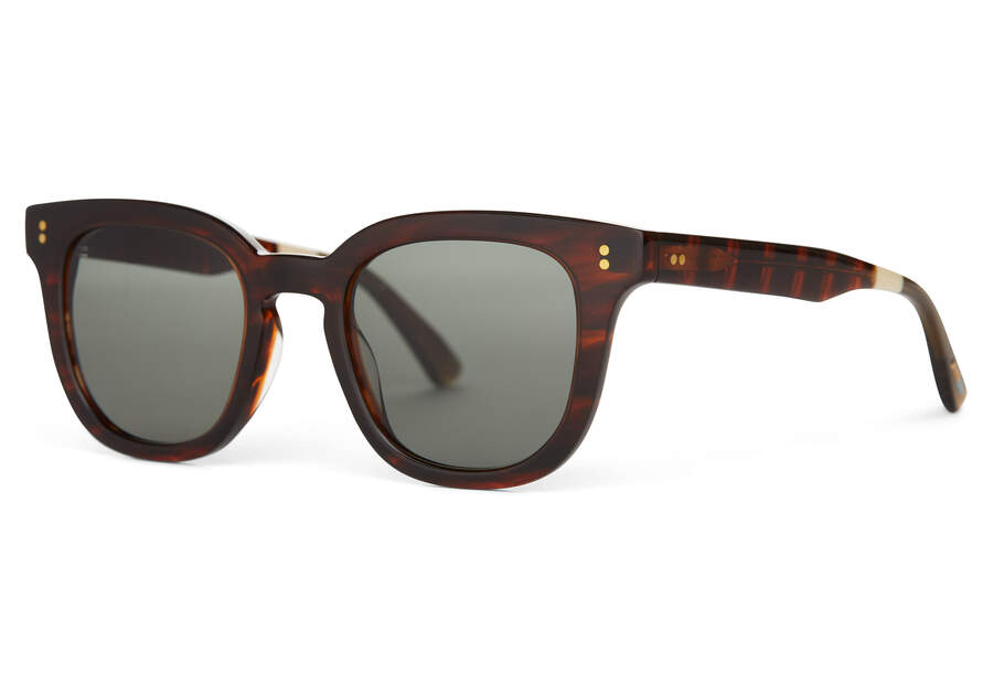 Venice Caramel Striated Handcrafted Sunglasses Side View Opens in a modal