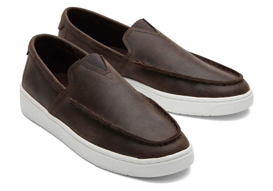 TRVL LITE Brown Leather Loafer Front View Opens in a modal