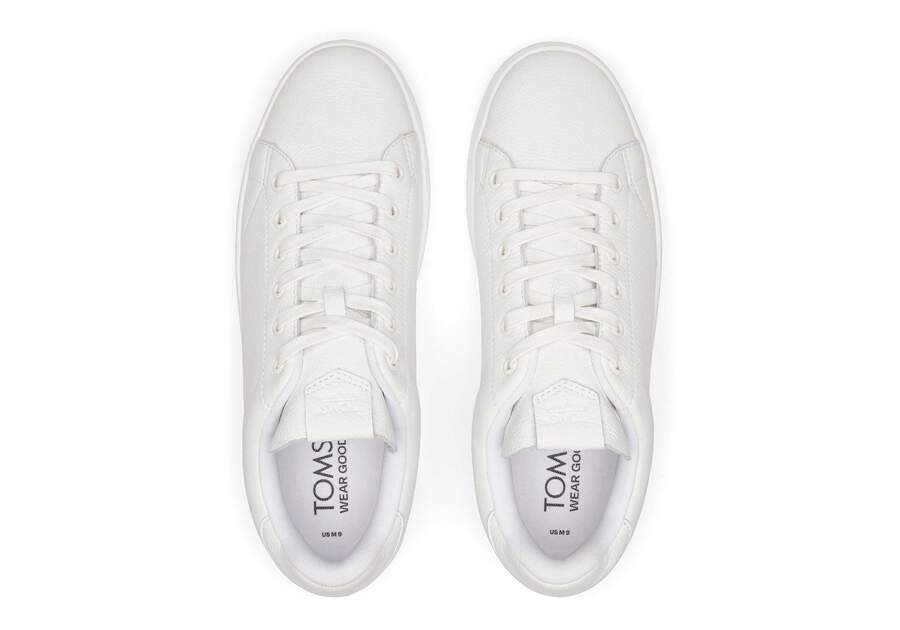 TRVL LITE White Leather Lace-Up Sneaker Top View Opens in a modal