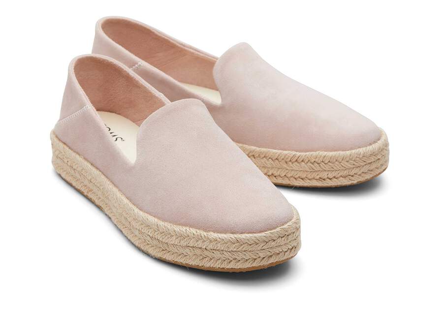 Carolina Pink Suede Espadrille Front View Opens in a modal