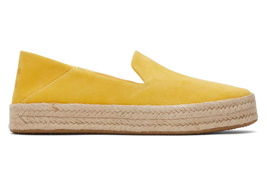 Carolina Yellow Suede Espadrille Side View Opens in a modal