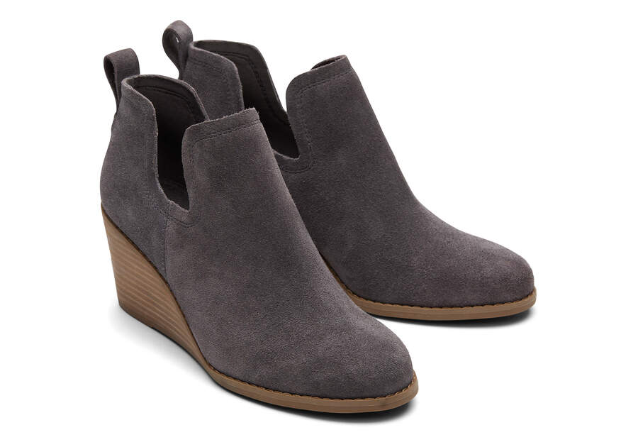 Kallie Grey Suede Wedge Boot Front View Opens in a modal