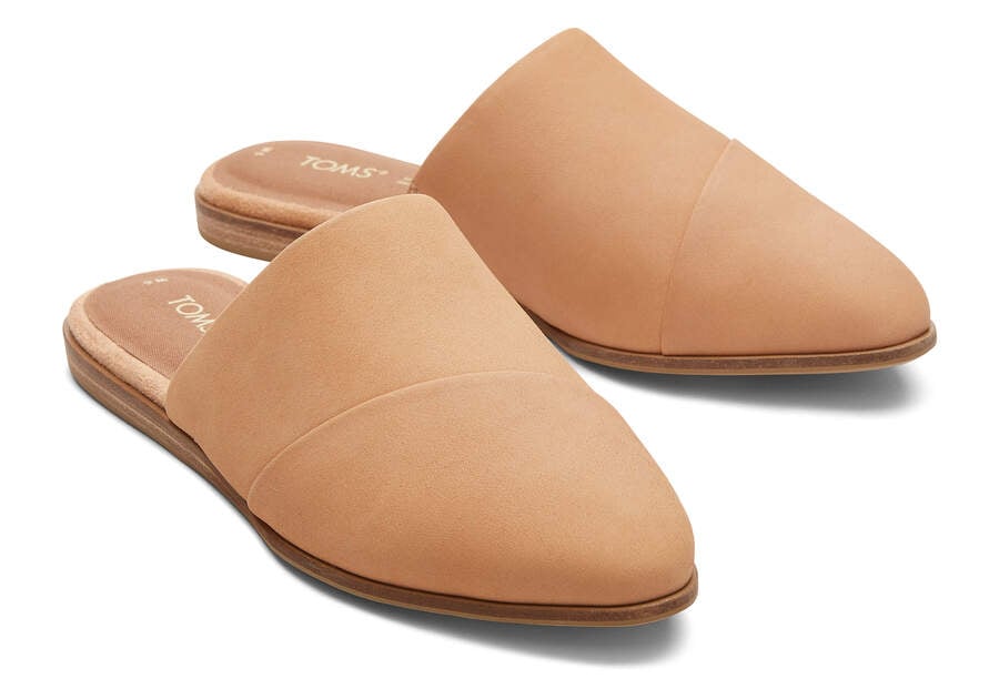 Jade Tan Leather Slip On Flat Front View