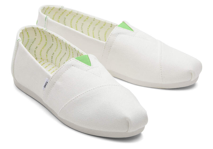 Women's White Recycled Cotton Canvas Wear Good Embroidery Alpargatas | TOMS