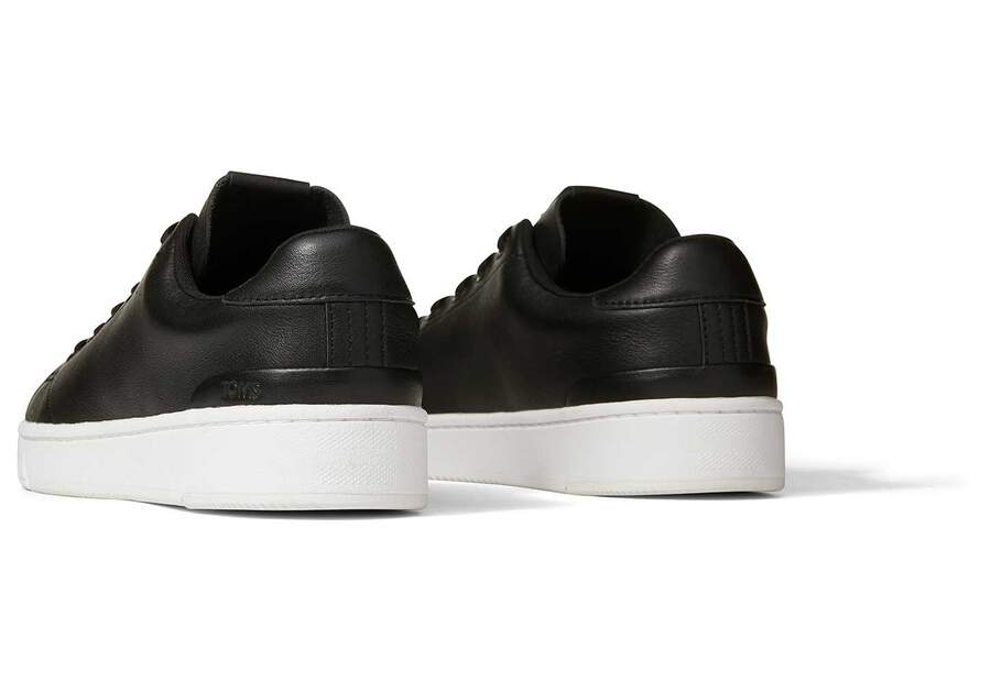 TRVL LITE Black Leather Lace-Up Sneaker Back View Opens in a modal