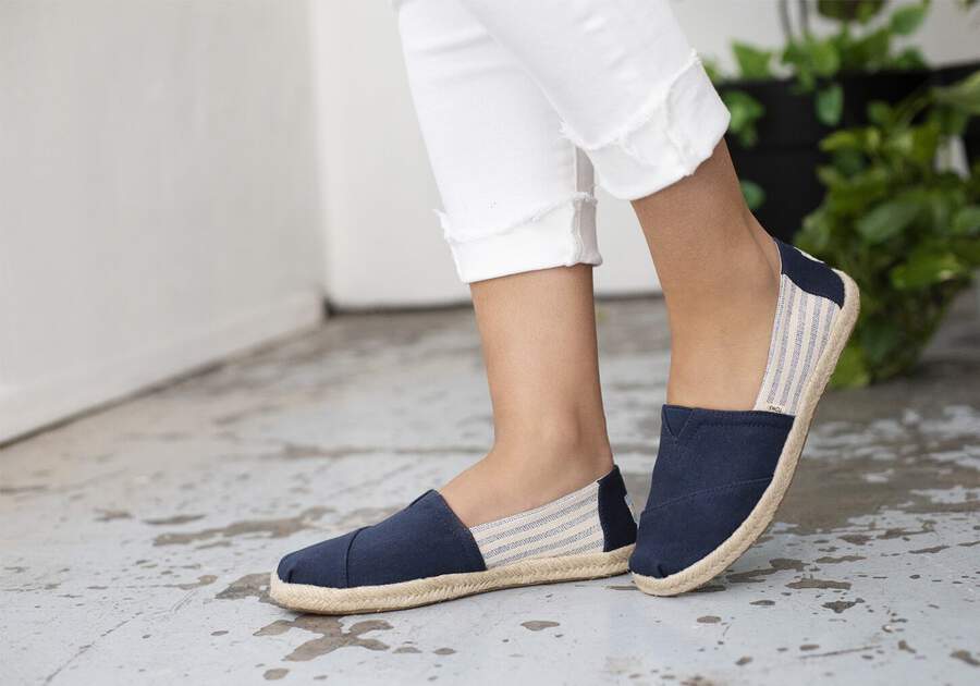 Navy Stripes Espadrille Alpargata Additional View 1 Opens in a modal
