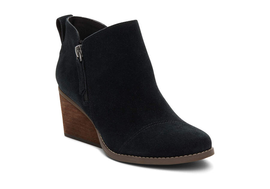 Goldie Black Suede Wedge Boot Additional View 1 Opens in a modal