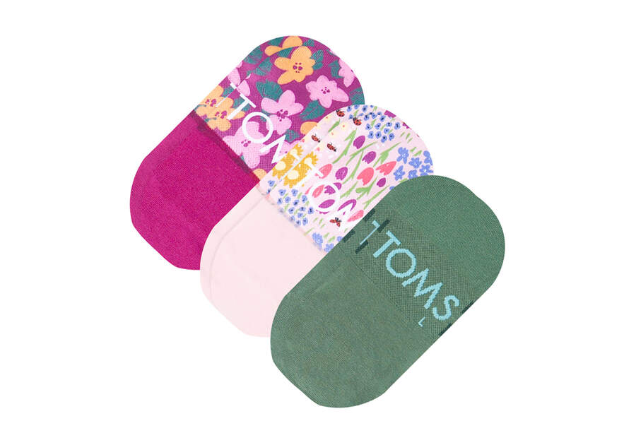 Ultimate No Show Socks Flower Fields 3 Pack Back View
