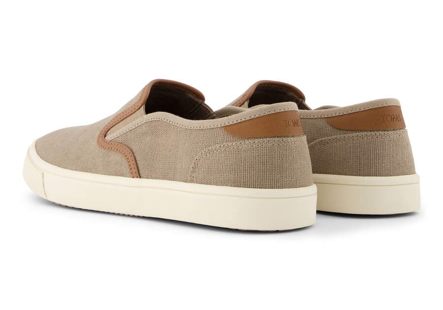 Baja Taupe Synthetic Trim Slip On Sneaker Back View Opens in a modal
