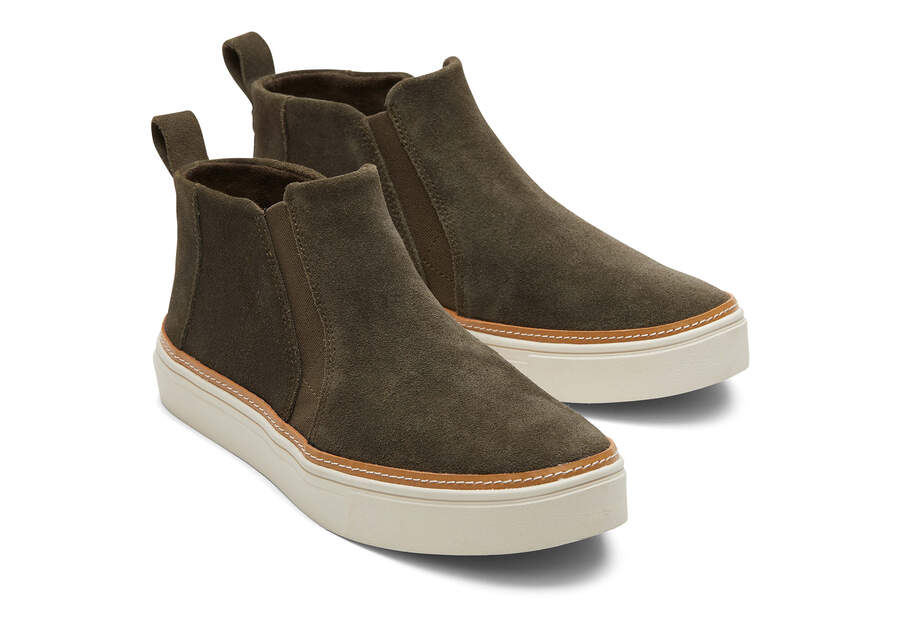 Bryce Olive Suede Slip On Sneaker Front View Opens in a modal