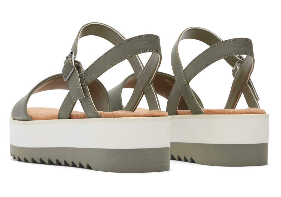 Brynn Vetiver Leather Platform Sandal Back View Opens in a modal