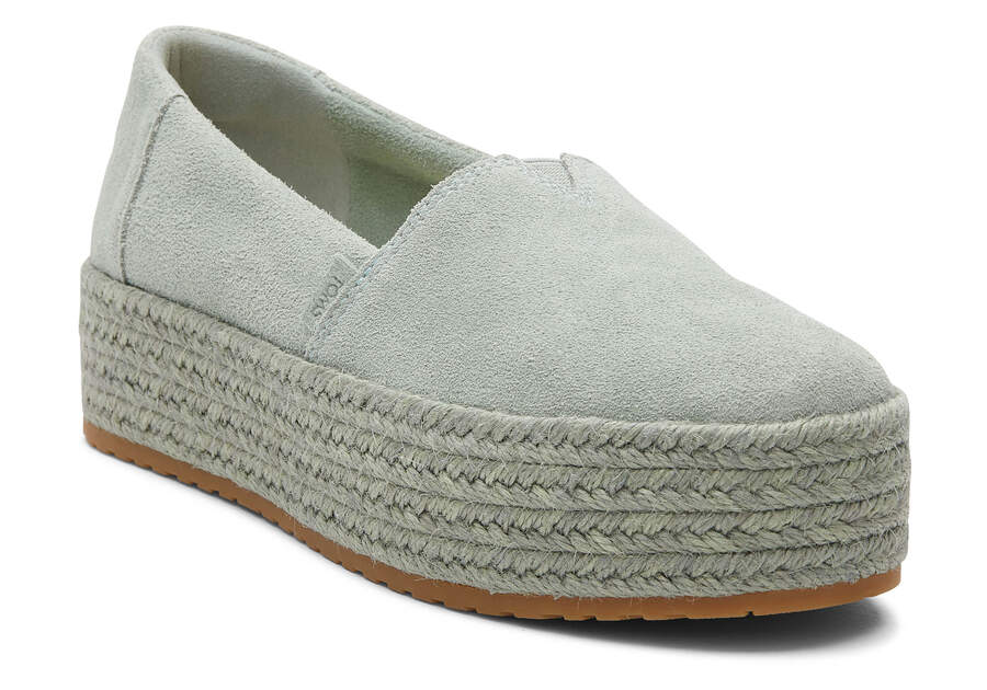 Valencia Sage Suede Platform Espadrille  Additional View 1 Opens in a modal