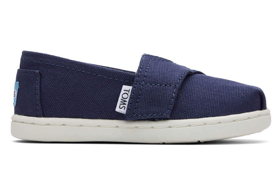 Alpargata Navy Canvas Toddler Shoe Side View Opens in a modal