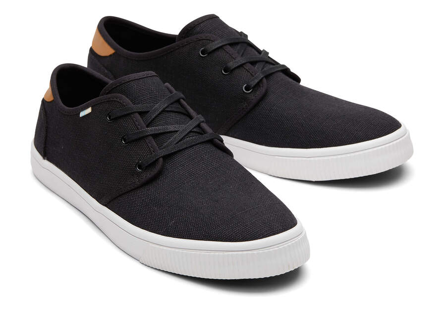 Carlo Black Heritage Canvas Lace-Up Sneaker Front View Opens in a modal