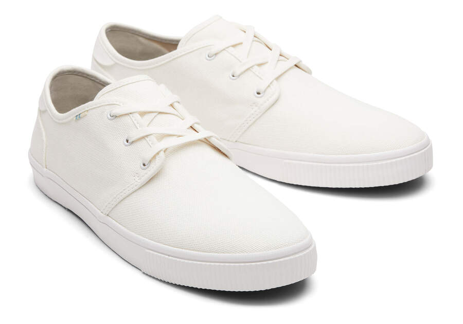 Carlo White Canvas Lace-Up Sneaker Front View Opens in a modal