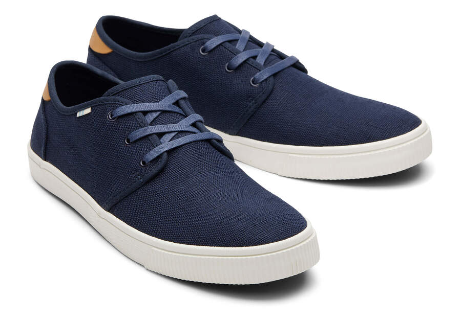 Carlo Navy Heritage Canvas Lace-Up Sneaker Front View Opens in a modal