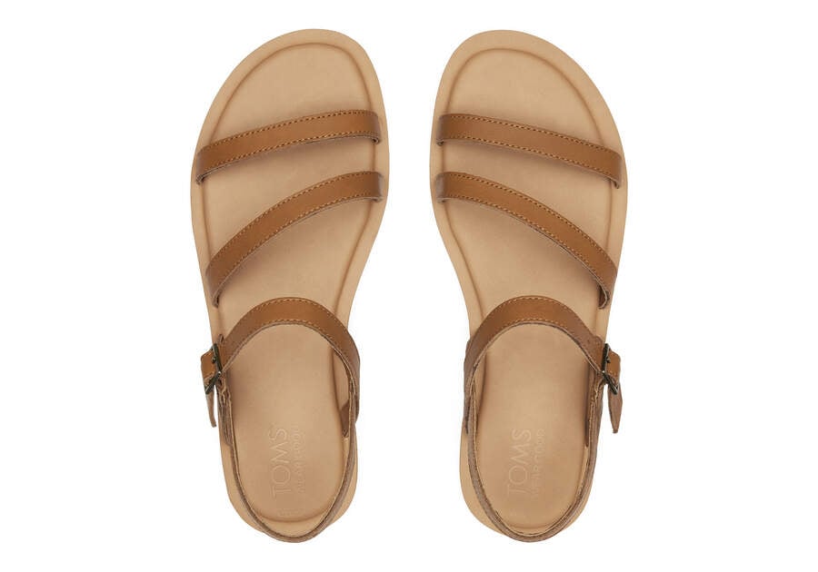 Kira Tan Leather Strappy Sandal Top View Opens in a modal