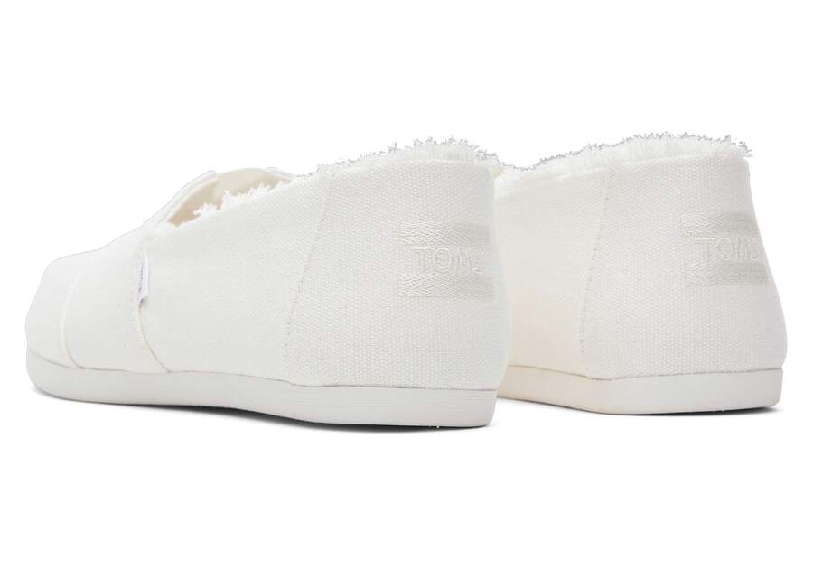 Alpargata Fringed White Canvas Back View Opens in a modal