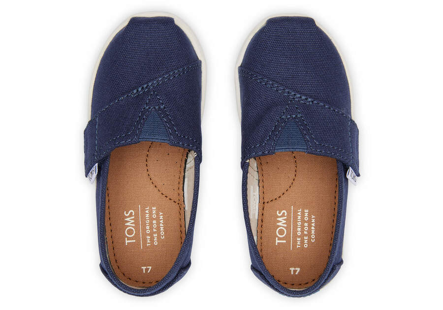 Tiny Alpargata Navy Canvas Toddler Shoe Top View Opens in a modal