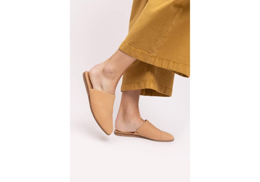 Jade Tan Leather Slip On Flat Additional View 1 Opens in a modal