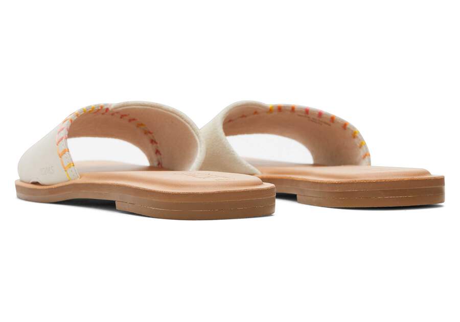 Shea Cream Leather Slide Sandal Back View Opens in a modal