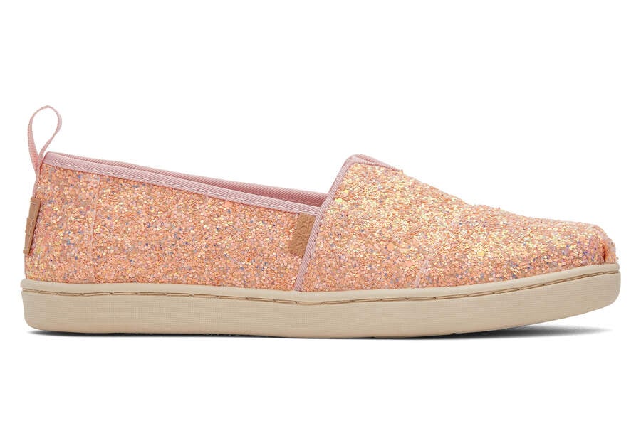 Youth Alpargata Pink Glitter Kids Shoe Side View Opens in a modal