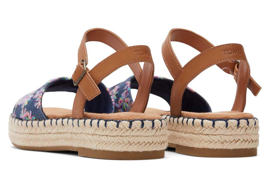 Abby Navy Flatform Espadrille Sandal Back View Opens in a modal