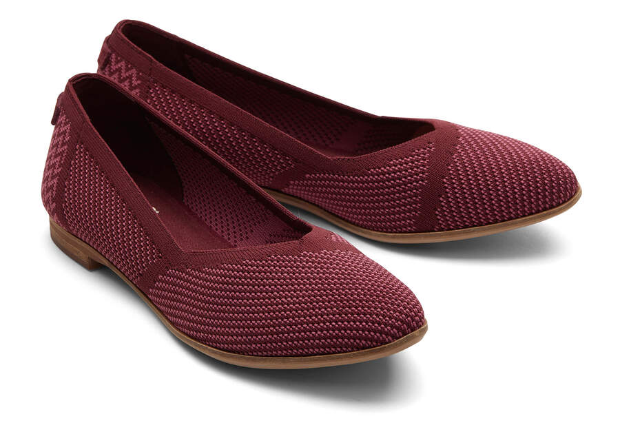 Jutti Neat Burgundy Knit Flat Front View Opens in a modal