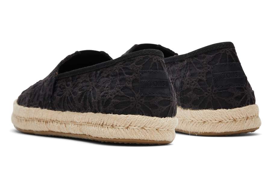Alpargata Rope 2.0 Black Floral Lace Espadrille Back View Opens in a modal