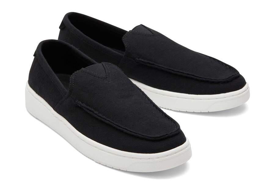 TRVL LITE Black Recycled Cotton Loafer Front View Opens in a modal