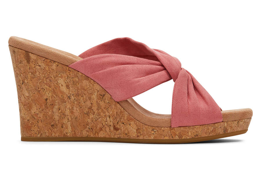 Serena Pink Cork Wedge Sandal Side View Opens in a modal