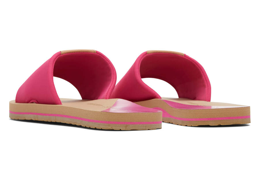 Carly Pink Jersey Slide Sandal Back View Opens in a modal