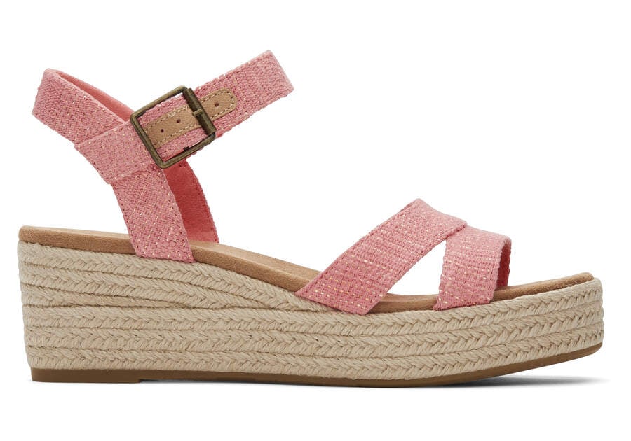 Audrey Pink Metallic Wedge Sandal Side View Opens in a modal