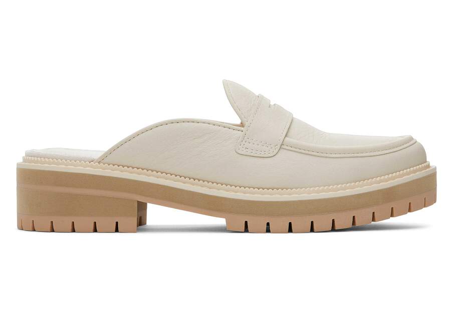 Cara Mule Light Sand Leather Loafer Side View Opens in a modal
