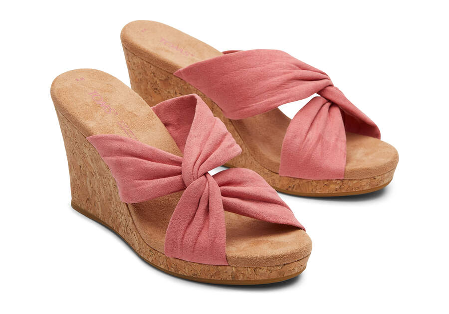 Serena Pink Cork Wedge Sandal Front View Opens in a modal
