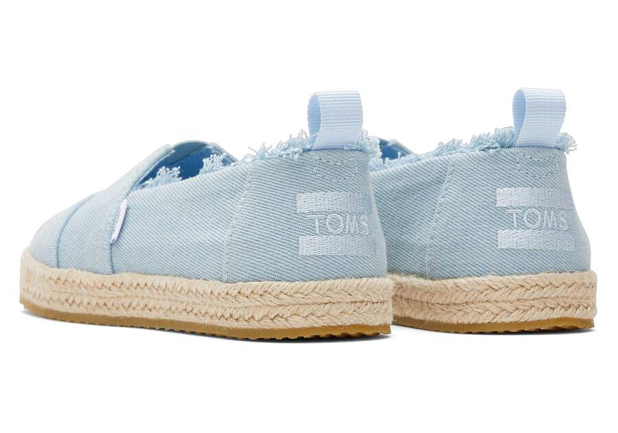 Youth Alpargata Washed Denim Kids Shoe Back View Opens in a modal