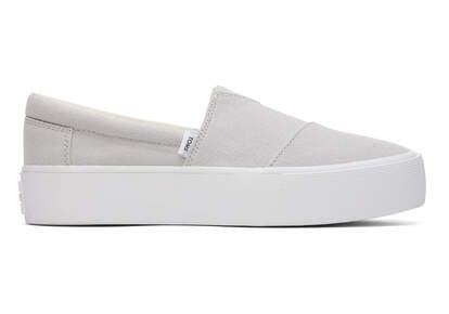 Fenix Platform Grey Canvas Slip On Sneaker