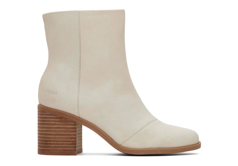 Evelyn Light Sand Leather Heeled Boot Side View Opens in a modal