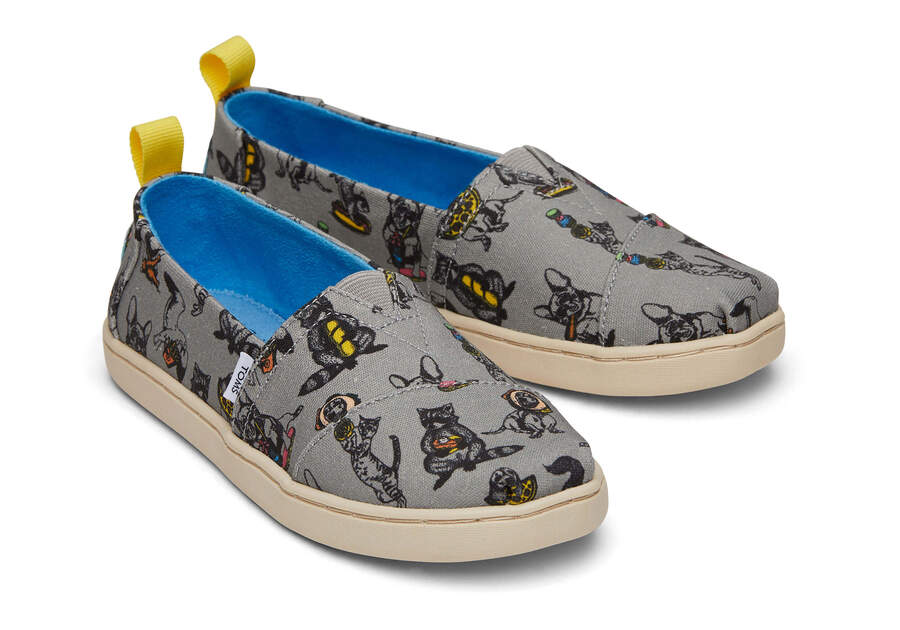 Youth Alpargata Grey Party Animals Kids Shoe Front View Opens in a modal