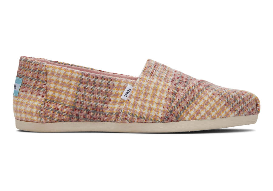Alpargata Pink Plaid Tweed Side View Opens in a modal