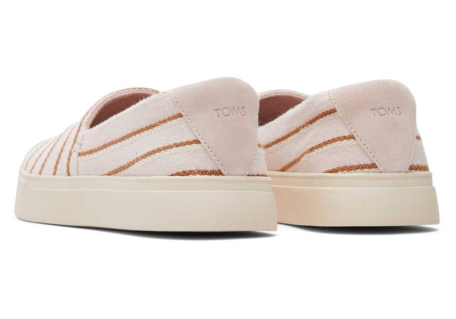 Kameron Pink Stripes Slip On Sneaker Back View Opens in a modal