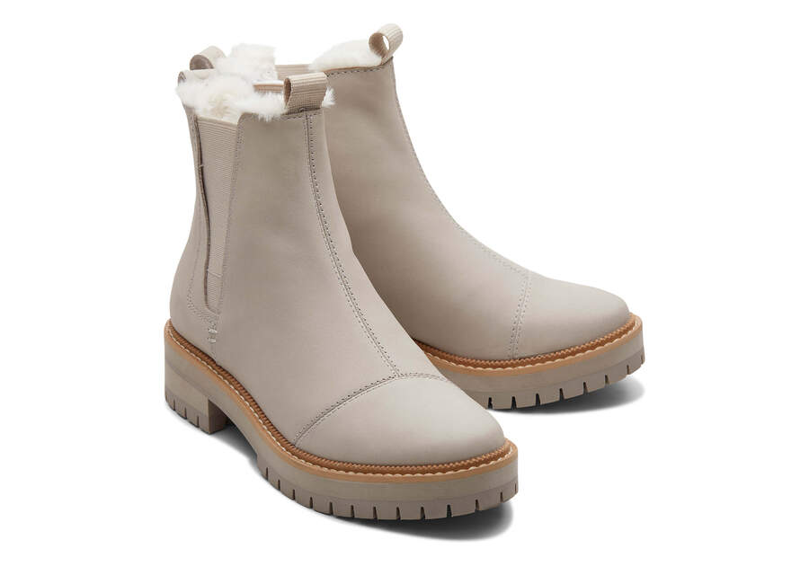 Dakota Pebble Grey Water Resistant Leather Boot Front View