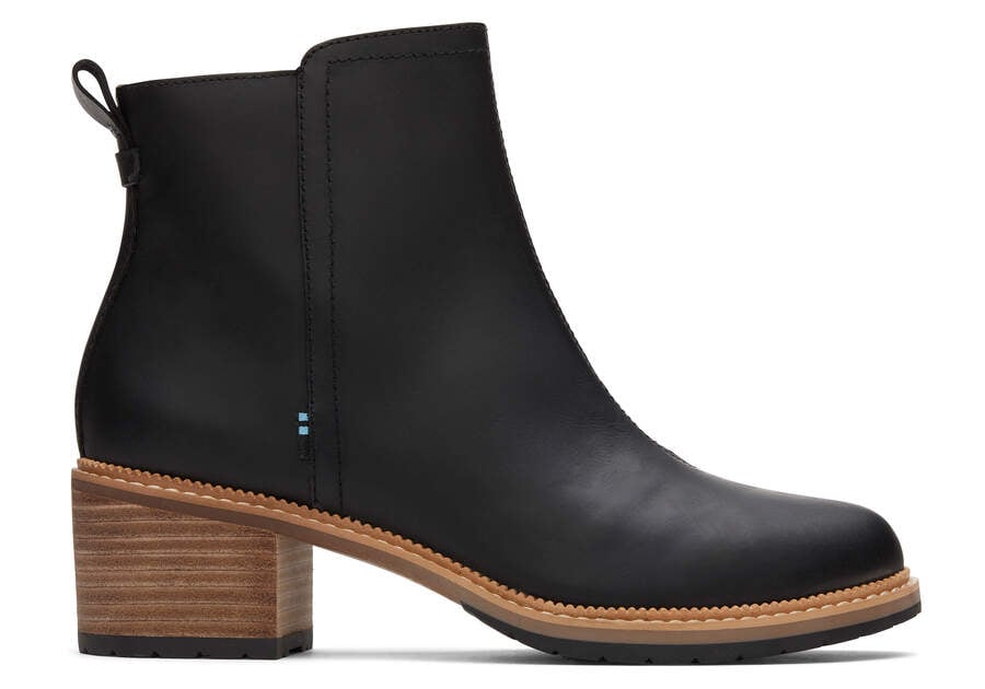 Black Smooth Waxy Leather Women'S Marina Booties | Toms