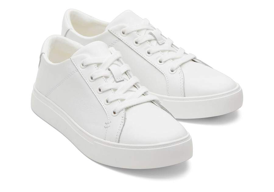 Kameron White Leather Sneaker Front View Opens in a modal