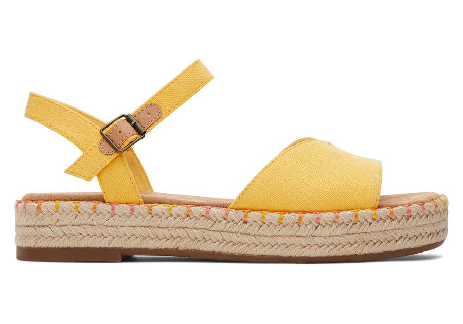 Abby Yellow Flatform Espadrille Sandal Side View Opens in a modal